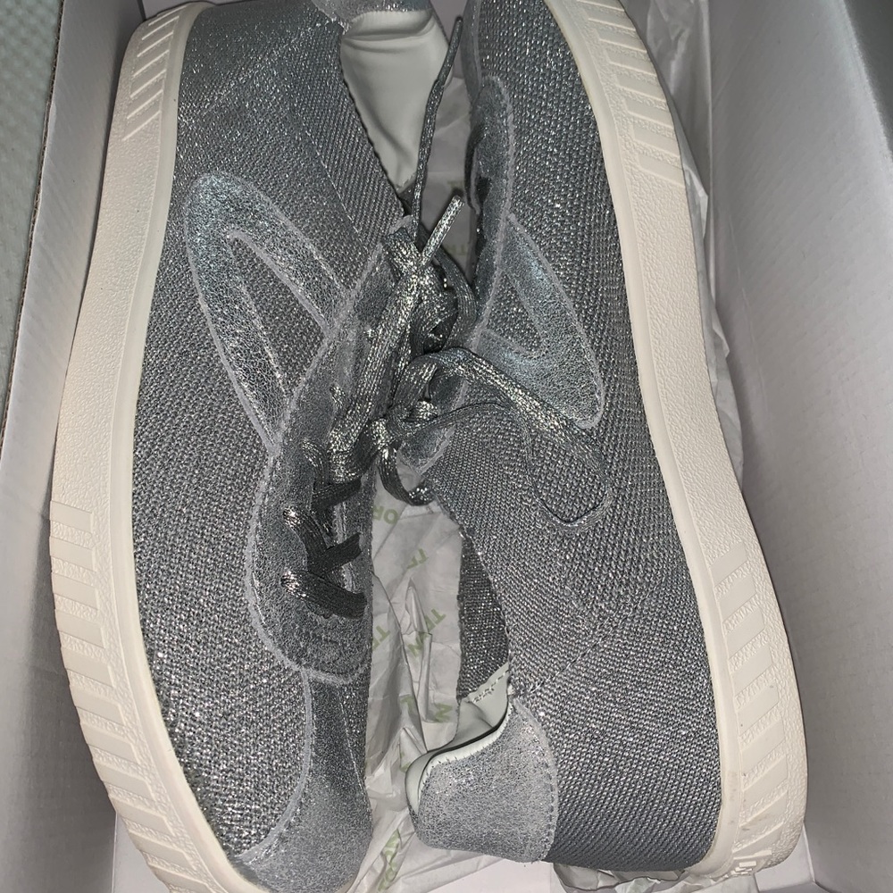 Tretorn Swedish Sparkly Silver Mesh Trainers